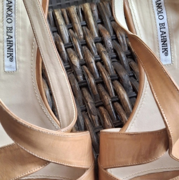 Manolo Blahnik Brown Leather Multistrap Slingback Shoes Italy Women Size 40.5 IT - Picture 6 of 14